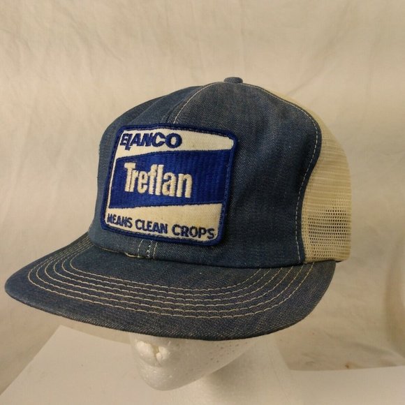 ELANCO TREFLAN K-Brand Denim Cap Trucker Hat Snapback Baseball Vintage 80s - Picture 1 of 9